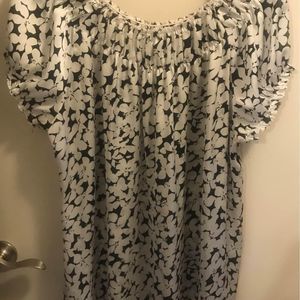 Black and White Silky Lightweight Top Plus Size